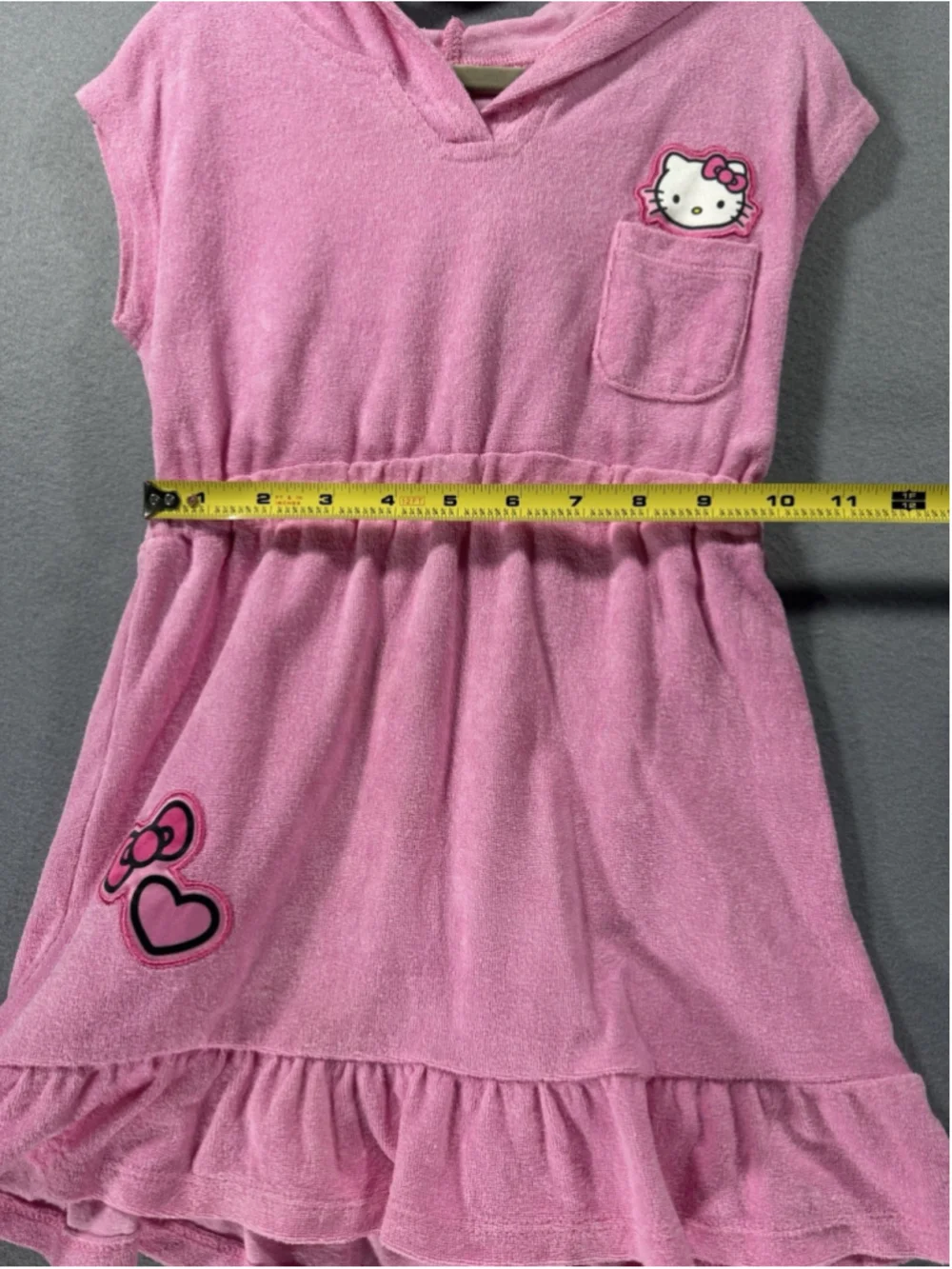 Sanrio Hello Kitty Bath Swim Terrycloth Towel Dress w Hood 5T Pink Heart Bow